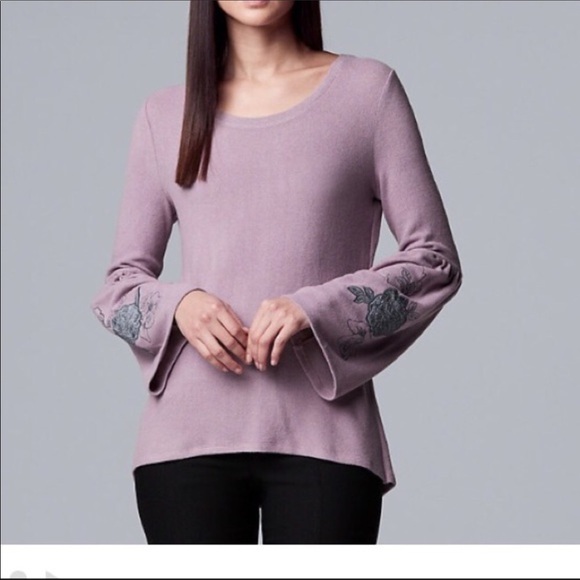 SIMPLY VeraVera Wang Small purple bell sleeve Top - Picture 3 of 15